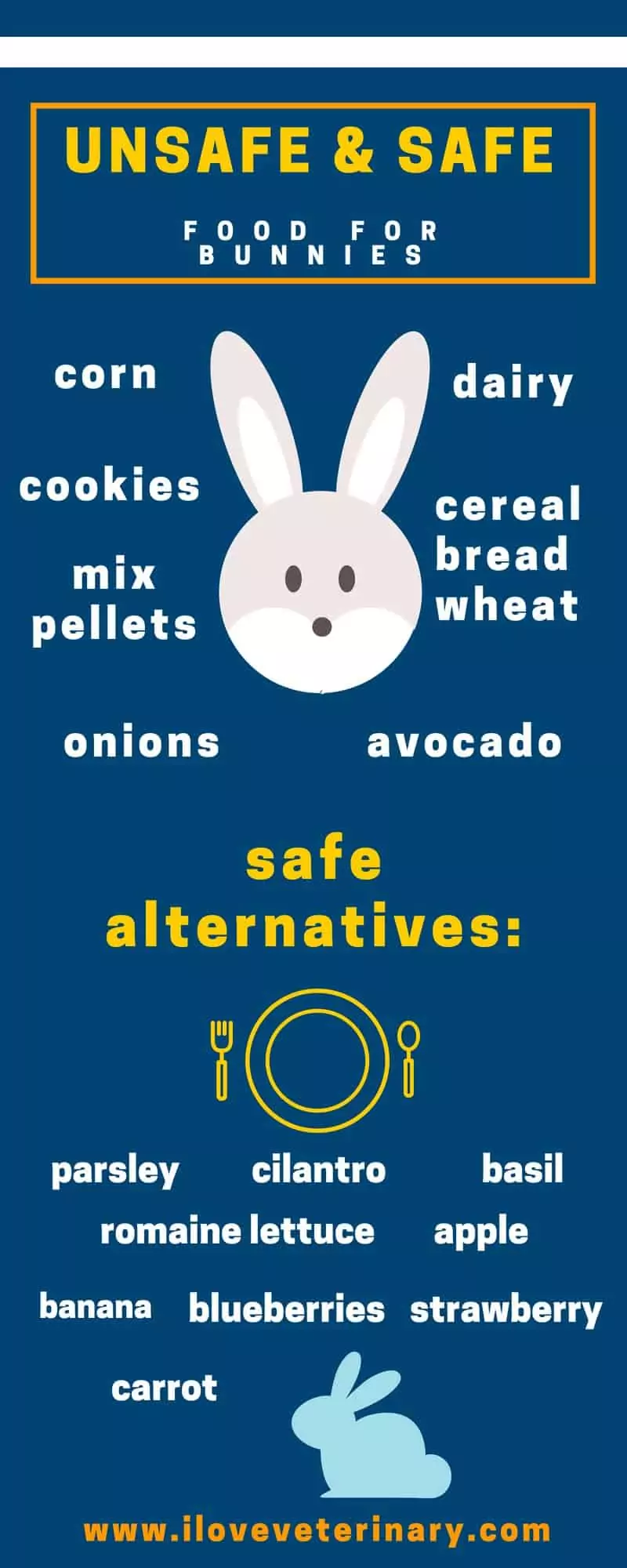 unsafe & safe food for bunnies infographic 