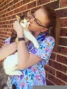 Sarah Mason with a cat