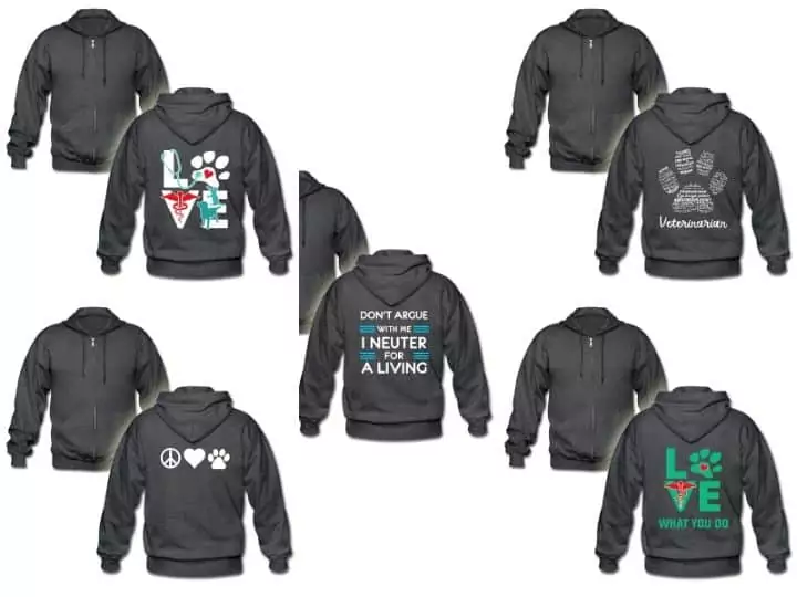 ZIP hoodies with veterinary designs 