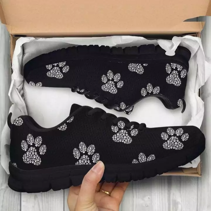 black and white sneakers box top view pawprint pattern e1584126359859 I Love Veterinary - Blog for Veterinarians, Vet Techs, Students