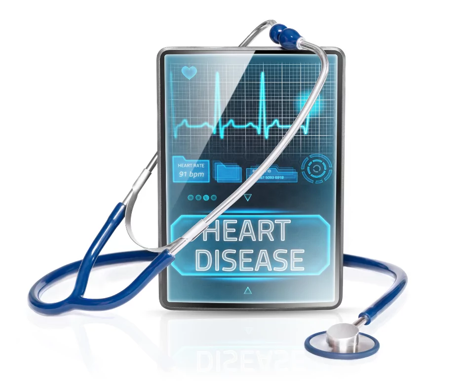 blue heart disease sign with a stethoscope