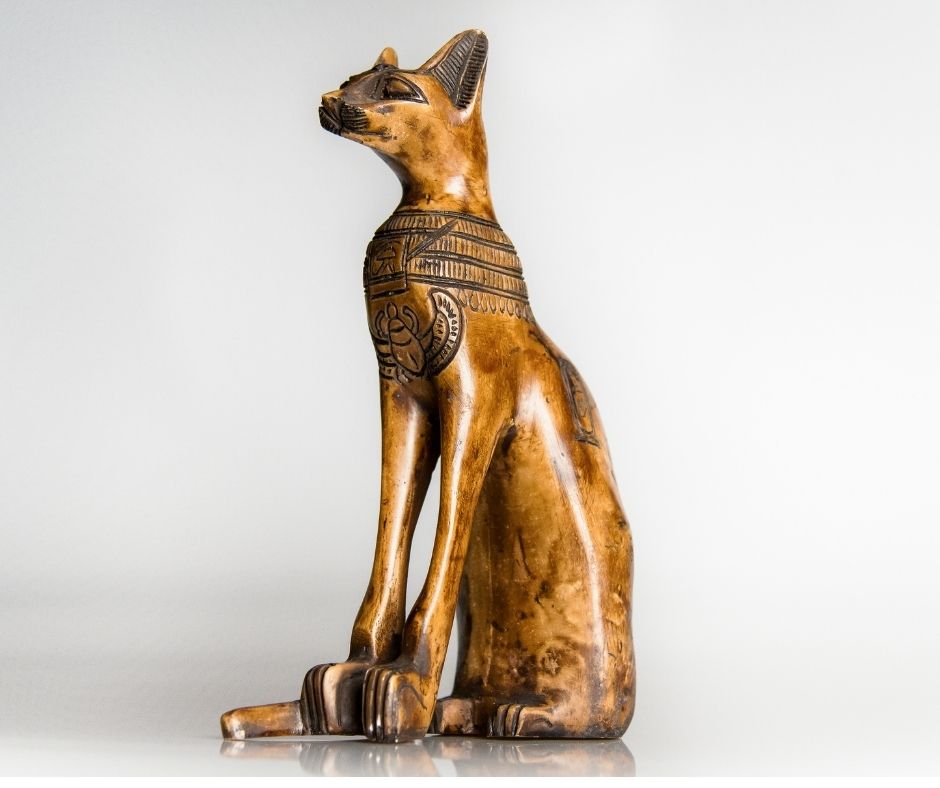 wooden Egyptian cat statue