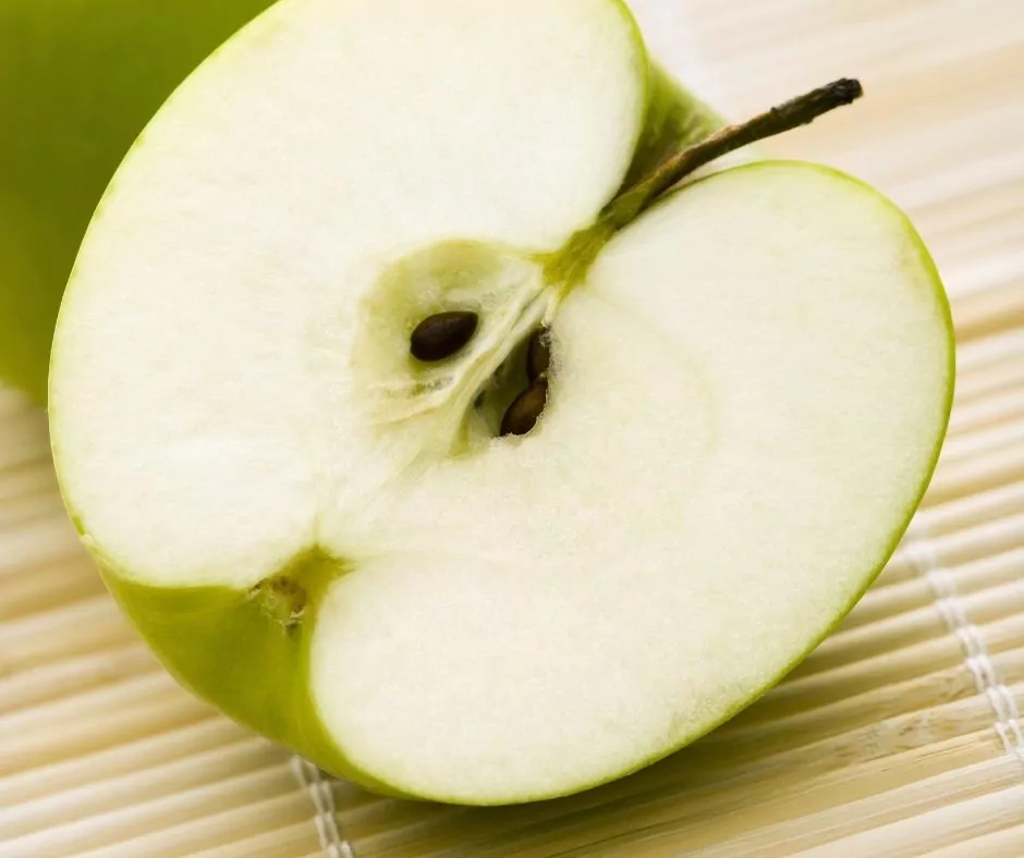 green apple with seeds