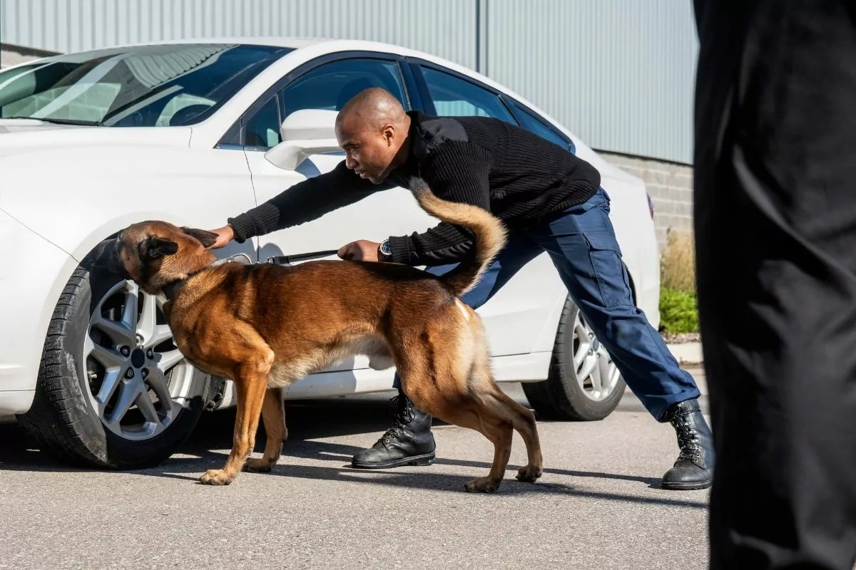 k-9 security professional checking vehicle
