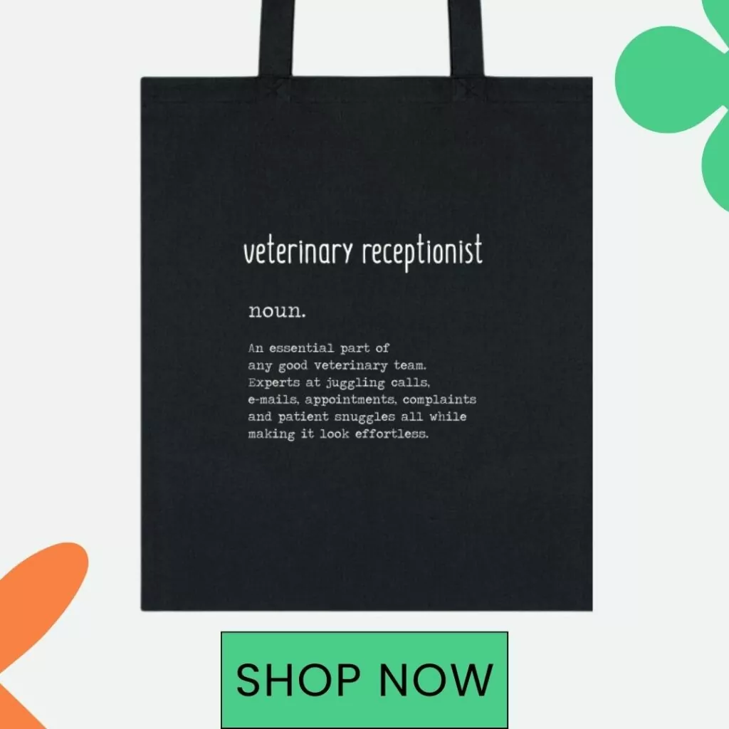 veterinary receptionist tote bag
